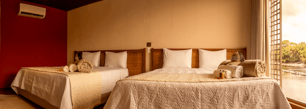 Luxury 5-star mothership accommodations on the Amazon River for peacock bass fishing expeditions