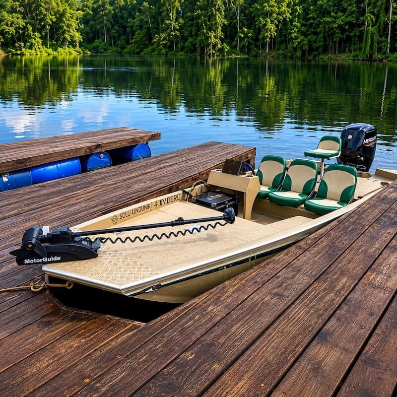 Bass boat used for sport fishing at Pinima