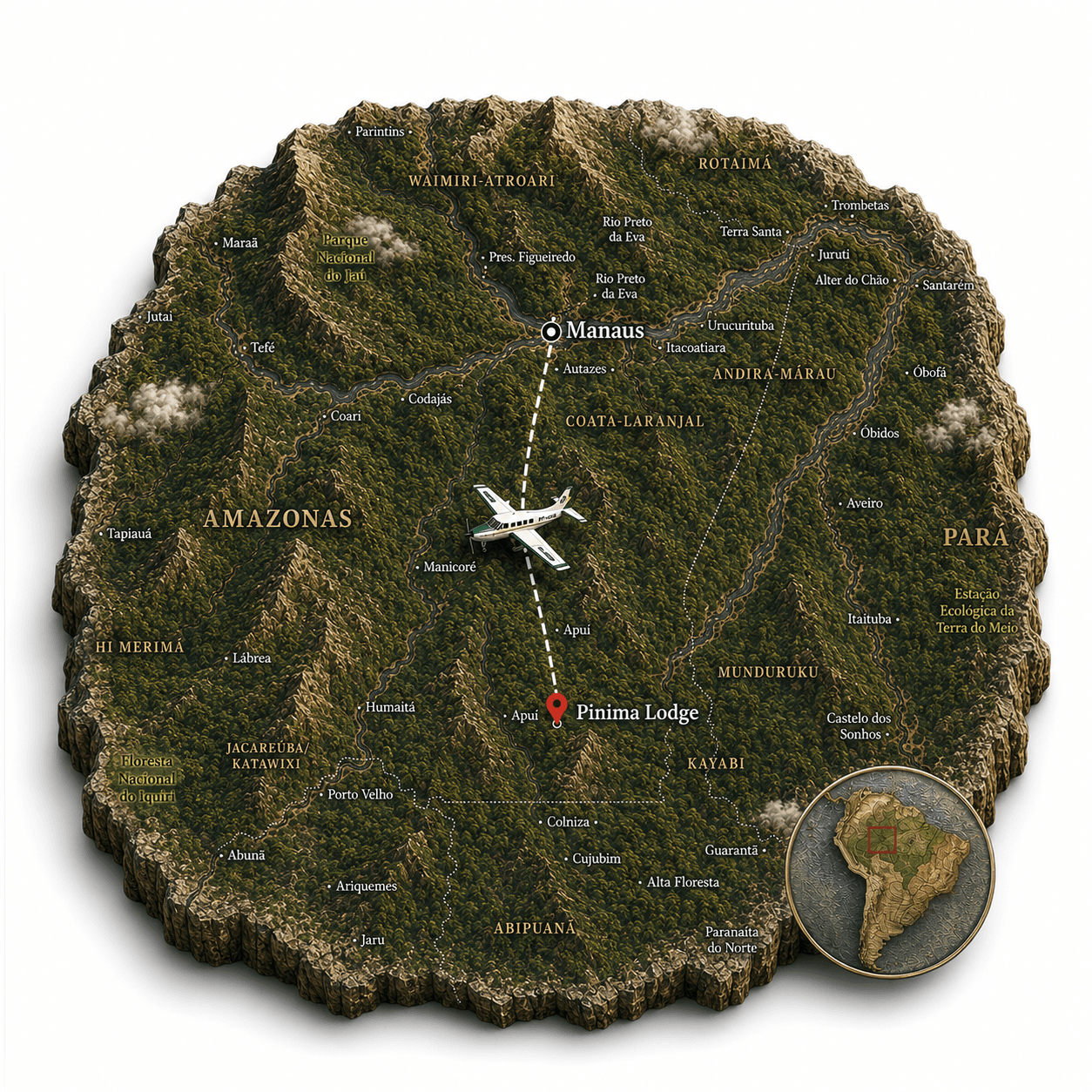 Map showing the location of Pinima on the Acari River