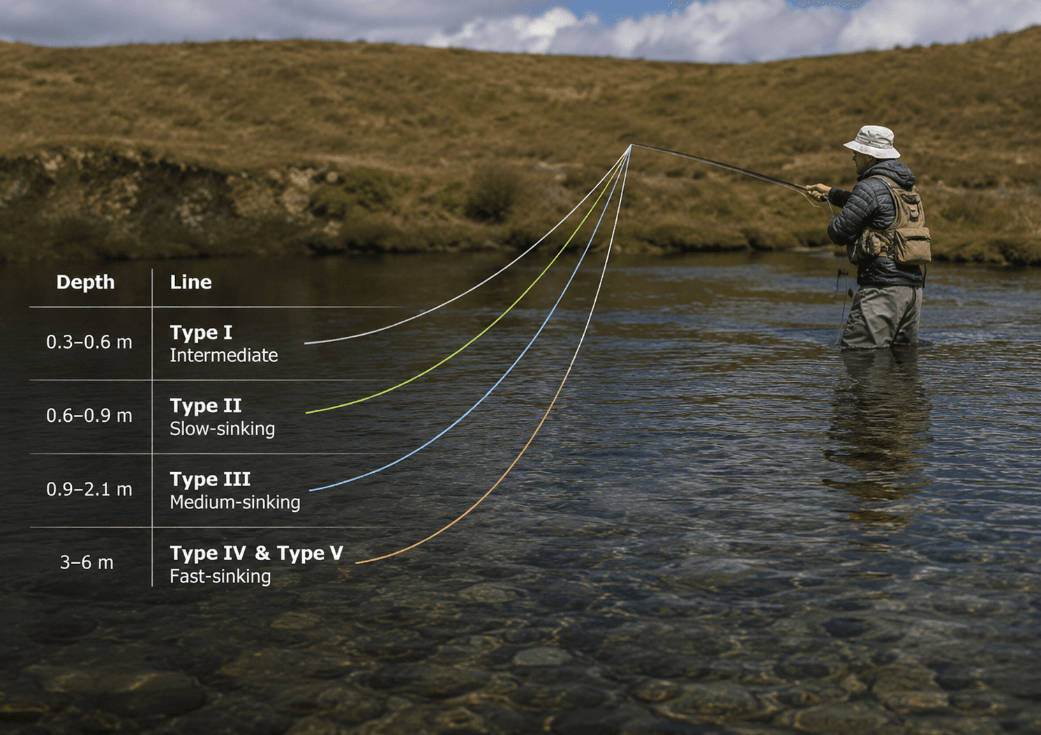 Specialized sinking lines for fly fishing