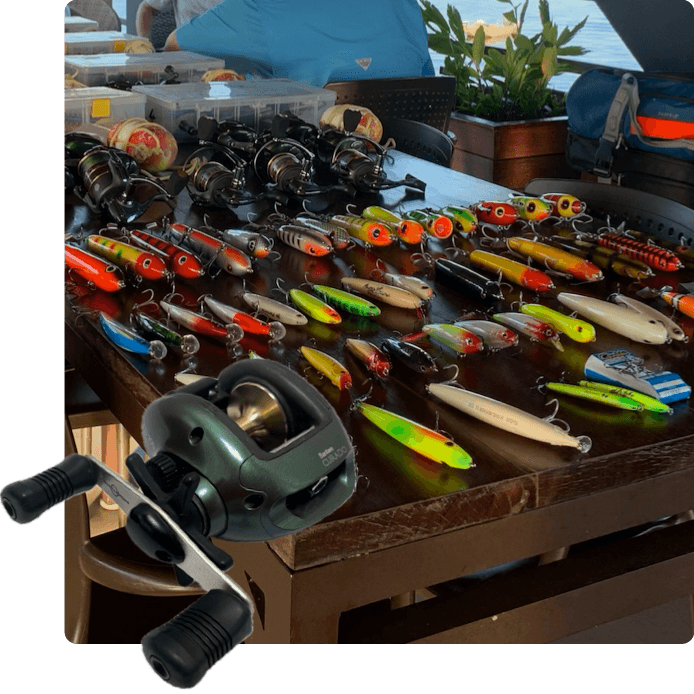 Complete tackle package included with your fishing adventure
