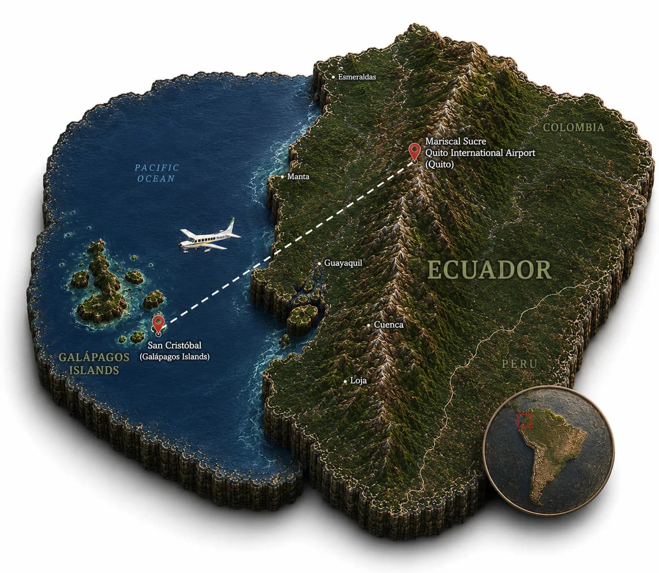 Map of the Galápagos Islands and surrounding Pacific waters